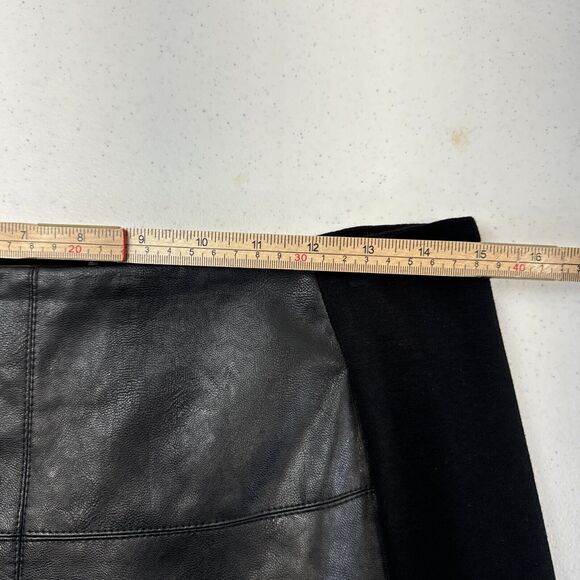 Cartise Faux Black Leather Skirt 8 Mod Edgy Romantic Career Capsule Quiet Luxe - Picture 6 of 11
